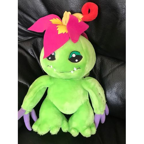 Rare Peluche Poupée Jumbo Digimon Palmon 15" Jouet Doux Exclusif Vert Fluo Mains Violette 29cm 