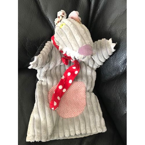 Doudou Marionnette Loup Gris Deglingos Cravate Rouge 23cm