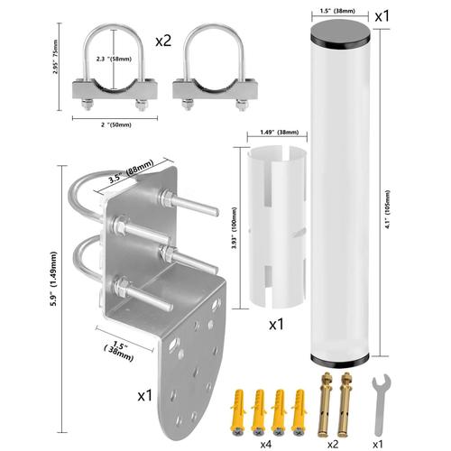 Kit d'installation de poteau d'antenne avec vis en U, support de montage mural court sur le toit pour antennes paraboliques rectangulaires Starlink V2