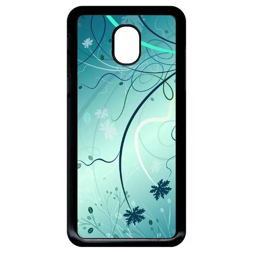 Coque Pour Galaxy J3 (2018) - Abstrait Turquoise Fleur - Noir