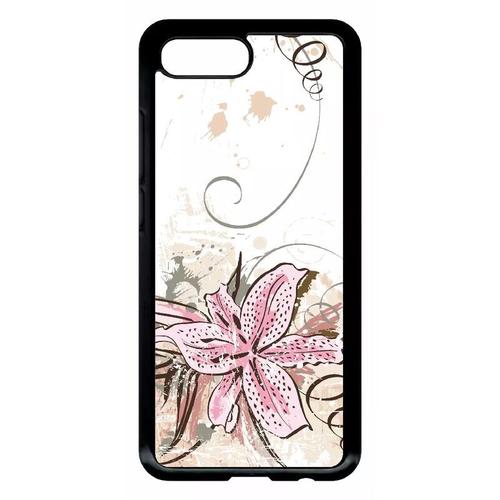 Coque Pour Honor 10 - Lily With Grunge Floral - Noir