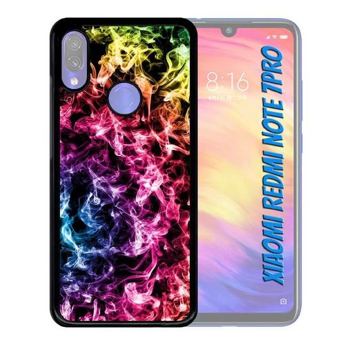 Coque Pour Xiaomi Redmi Note 7 Pro - Smoke Fume Arc En Ciel - Noir