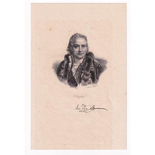Gravure 1833 Portrait Jean-Antoine Chaptal Comte De Chanteloup Nojaret Lozère Chimie Chimiste