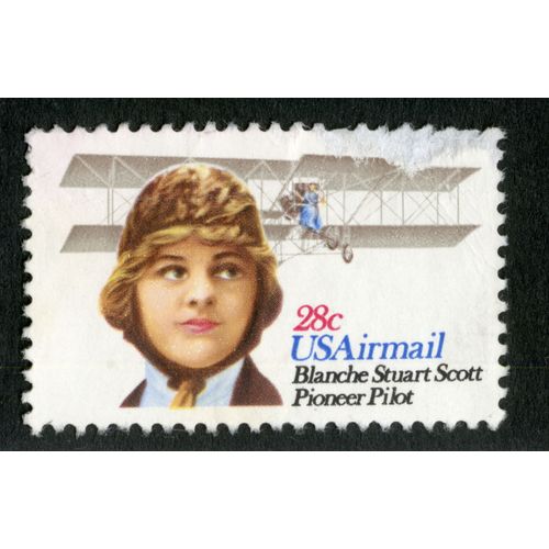 Timbre Usairmail, Blanche Stuart Scott Pioneer Pilot, 28c