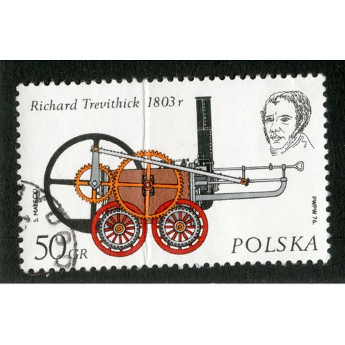 Timbre Oblitéré Polska, Richard Trevithick 1803 R, 50 Gr, 1976