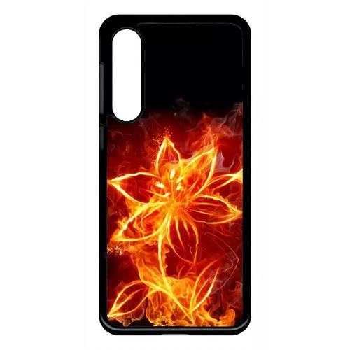 Coque Pour Xiaomi Mi 9 Se - Fleur En Feu Fire Flowers - Noir