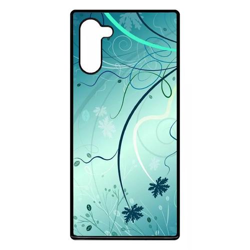 Coque Pour Galaxy Note 10 - Abstrait Turquoise Fleur - Noir