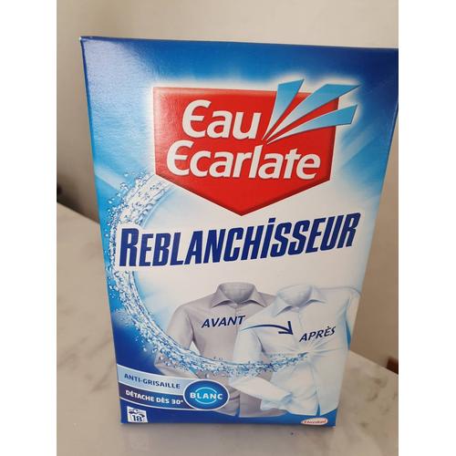 Eau écarlate reblanchisseur 500g. Poudre relançait, détaché, purifie, tous textiles blancs.