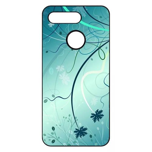 Coque Pour Honor View 20 - Abstrait Turquoise Fleur - Noir