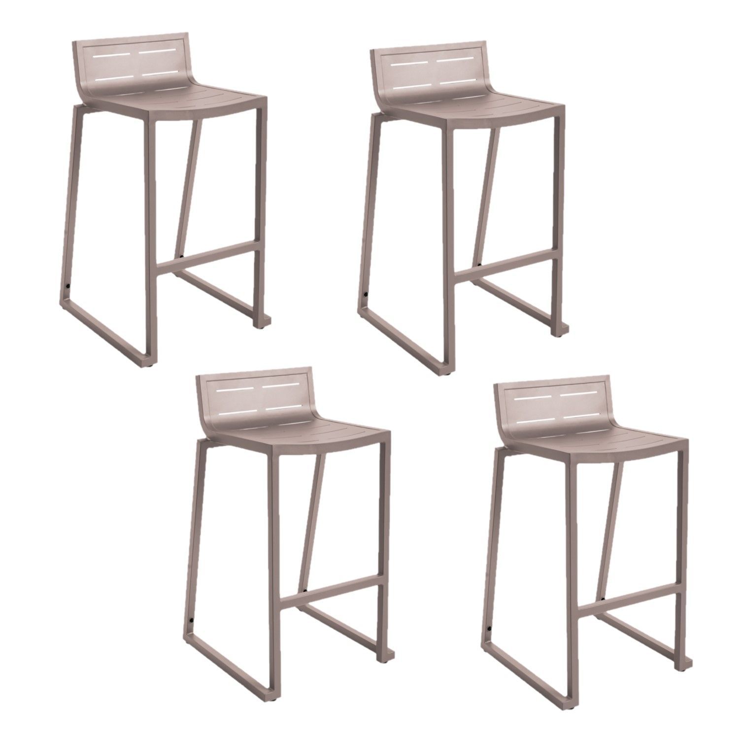 Lot De 4 Tabourets De Bar Extérieur En Aluminium Bilbao - Beige