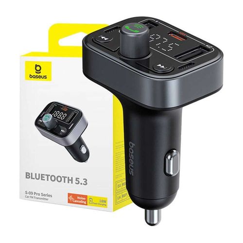 Baseus S-09 Pro Series Double Usb-A 18w Chargeur Allume-Cigare + Transmetteur Fm/Bluetooth Noir