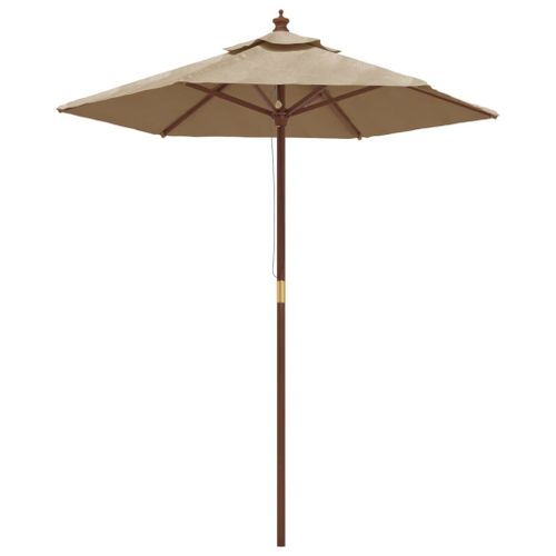 Parasol De Jardin Avec Mât En Bois 196 X 231 Cm Taupe Helloshop26 02_0008357