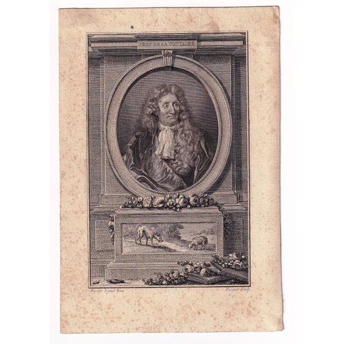 Gravure Xixe Jean De La Fontaine Le Loup Et L'agneau Fable D'après Hyacinthe Rigaud