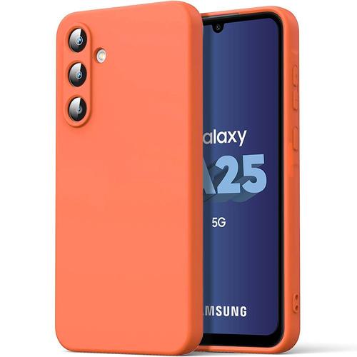 Coque Pour Samsung Galaxy A25 5g - Protection Silicone Liquide Ultra Slim Orange - E.F.Connection