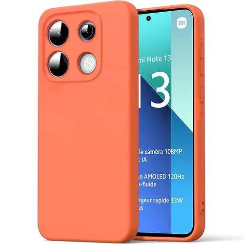 Coque Pour Xiaomi Redmi Note 13 4g (Pas Pour 5g) - Protection Silicone Liquide Ultra Slim Orange - E.F.Connection