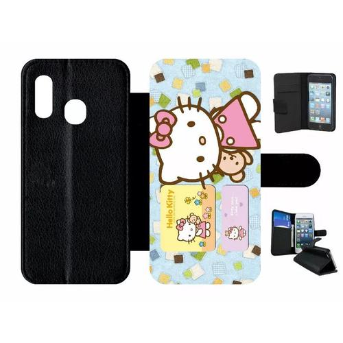 Etui À Rabat Pour Galaxy A20e - Hello Kitty I Love You - Simili-Cuir - Noir