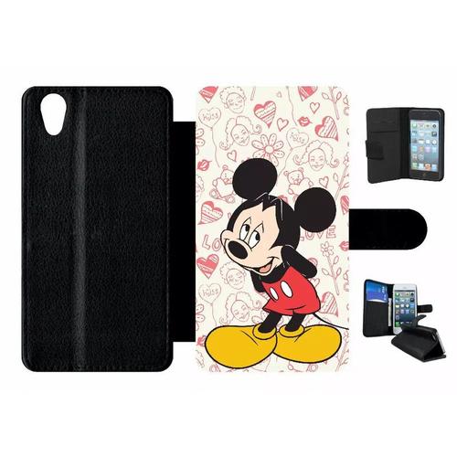 Etui À Rabat Pour Xperia L1 - Disney Mickey Love - Simili-Cuir - Noir