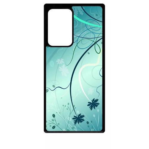 Coque Pour Galaxy Note 20 Ultra - Abstrait Turquoise Fleur - Noir