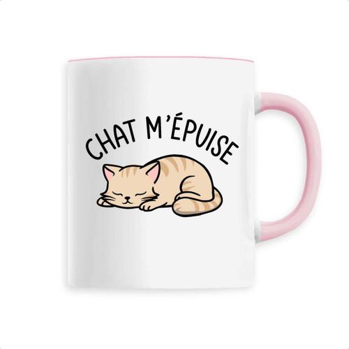 Mug "Chat M'e?Puise" - Confectionné En France - Tasse Originale En Céramique - Cadeau Animaux Anniversaire Original Rigolo