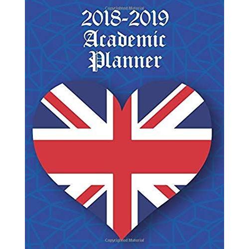 2018-2019 Academic Planner: Blue Union Jack Heart Cover