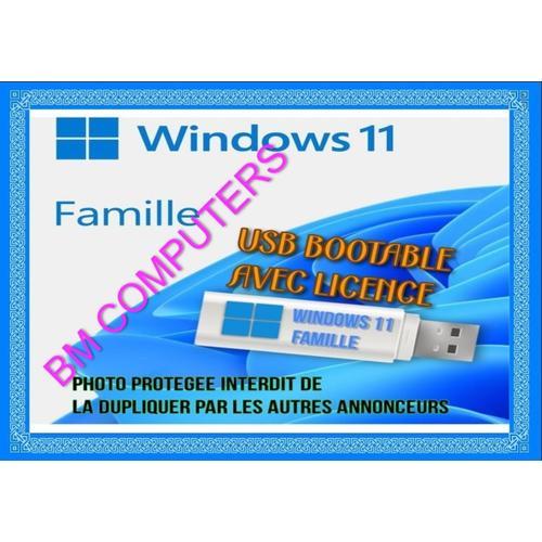 Clé USB Bootable Windows 11 Famille-64 Bits + LICENCE