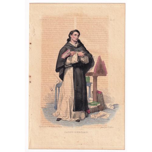 Gravure 1836 Portrait Saint-Bernard De Clairvaux Bernard De Fontaine Fontaine-Lès-Dijon