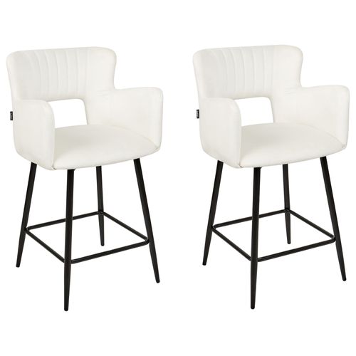 Lot De 2 Chaises De Bar En Velours Blanc Sanilac