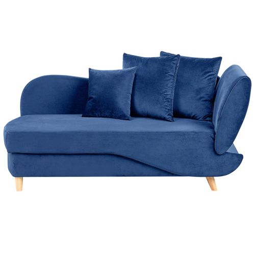 Chaise Longue Côté Droit En Velours Bleu Meri Ii