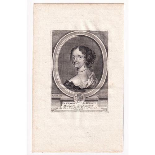 Gravure 1755 Portrait Xviiie Madame De Maintenon Françoise D"Aubigné Maison Royale De Saint-Louis Saint Cyr L'ecole