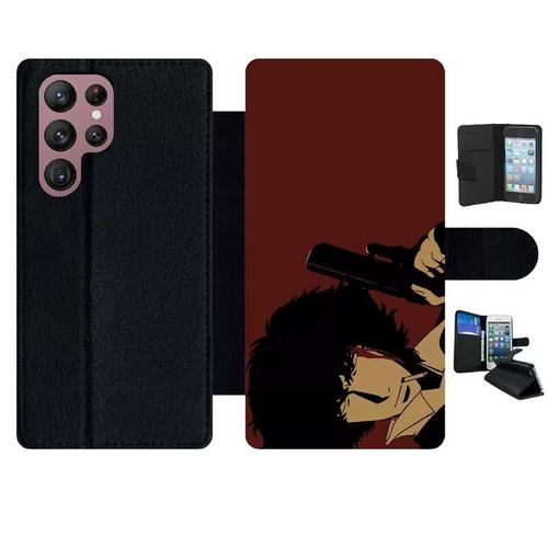 Etui À Rabat Pour Galaxy S22 Ultra 5g - Cowboy Bebop Spike Spiegel - Simili-Cuir - Noir