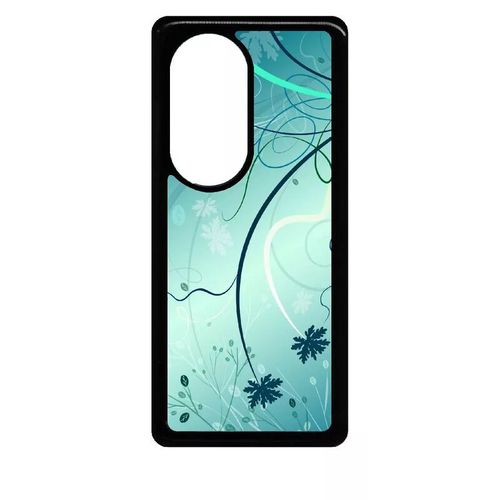 Coque Pour Huawei P50 Pro - Abstrait Turquoise Fleur - Noir