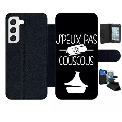 Etui À Rabat Pour Galaxy S22 5g - J Peux Pas J Ai Couscous 2 - Simili-Cuir - Noir