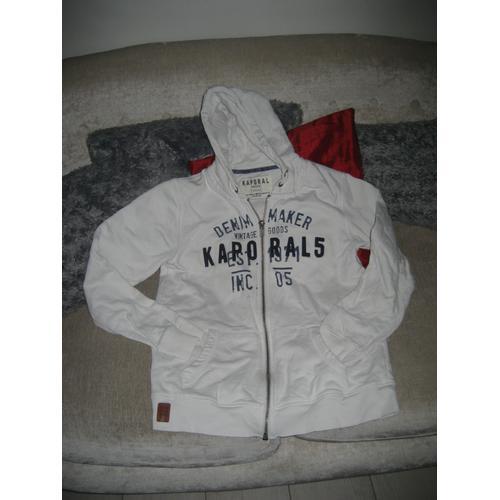 Kaporal Veste Sweat Zippee Mixte Blanche Avec Capuche 16 Ans