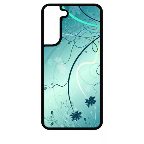 Coque Pour Galaxy S22+ 5g - Abstrait Turquoise Fleur - Silicone - Noir