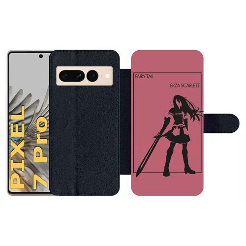 Etui À Rabat Pour Pixel 7 Pro - Fairy Tail Erza Scarlett - Simili-Cuir - Noir