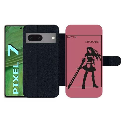 Etui À Rabat Pour Pixel 7 - Fairy Tail Erza Scarlett - Simili-Cuir - Noir