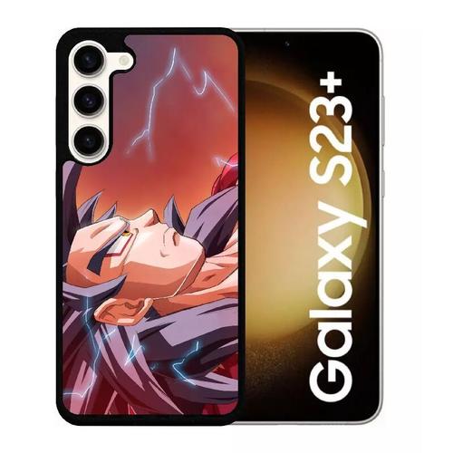 Coque Pour Galaxy S23+ - Dbz Goku Super Saiyan Silhouette Électrique - Silicone - Noir