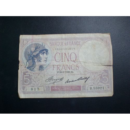 Billet De 5 Francs Violet 1933