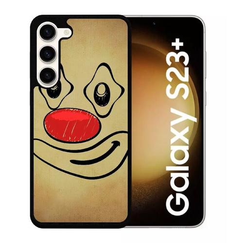 Coque Pour Galaxy S23+ - Smiley Clown Nez Rouge - Silicone - Noir