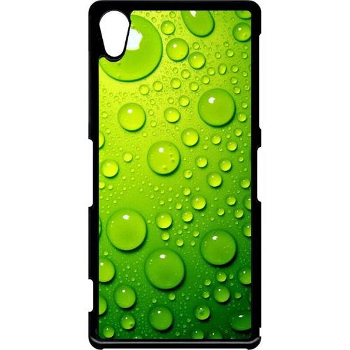 Coque Pour Xperia Z2 - Goutte D Eau Verte - Noir