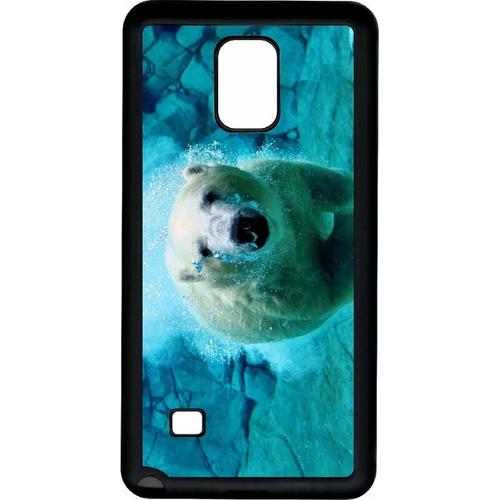 Coque Pour Galaxy Note 4 - Gros Ours Blanc Plongee - Noir