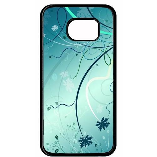 Coque Pour Galaxy S6 Edge - Abstrait Turquoise Fleur - Noir