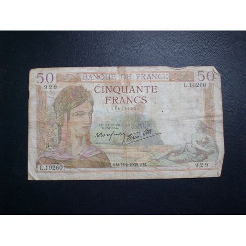 Billet 50 Francs Cèrés 1939