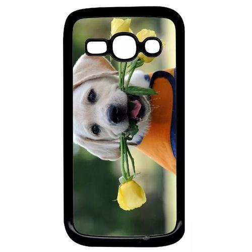 Coque Pour Galaxy Ace 3 - Chiot Labrador Avec Roses Jaunes - Noir