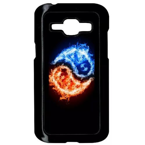 Coque Pour Galaxy J1 - Yin Yang Feu Et Eau - Noir