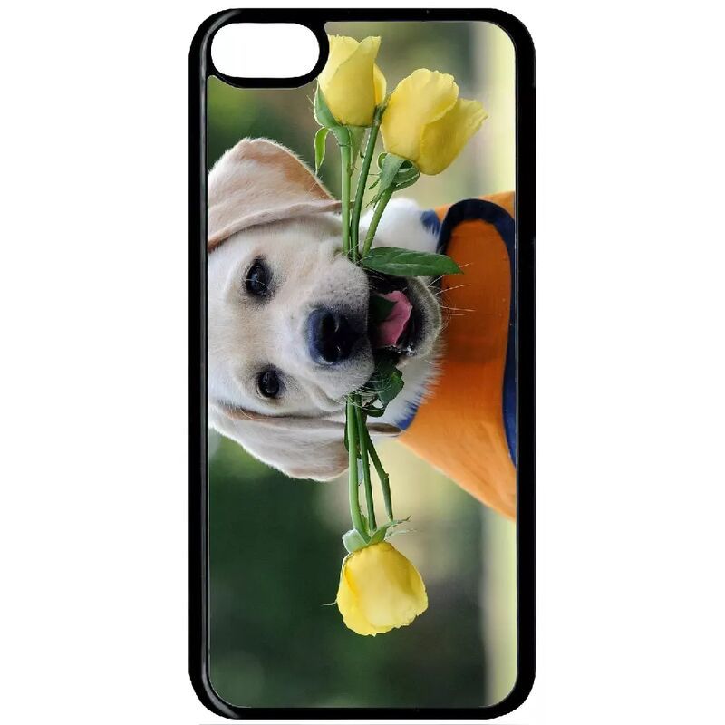 Coque Pour Ipod Touch 6 - Chiot Labrador Avec Roses Jaunes - Noir