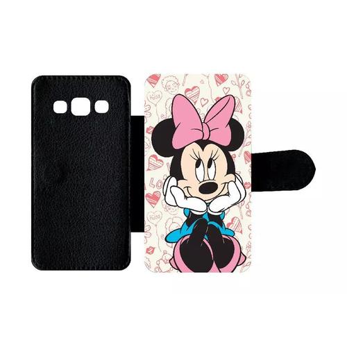 Etui À Rabat Pour Galaxy A3 (2015) - Disney Minnie Love - Simili-Cuir - Noir