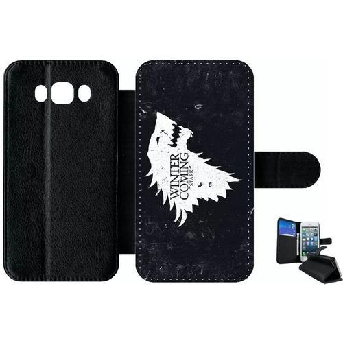 Etui À Rabat Pour Galaxy J7 (2016) - Maison Stark Winter Is Coming Alt - Simili-Cuir - Noir