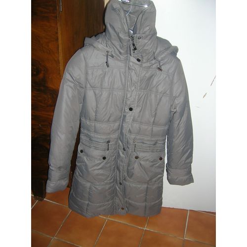 Parka Chaude Zippée + Pressions,Capuche Amovible 100% Polyamide Taille 34/36.