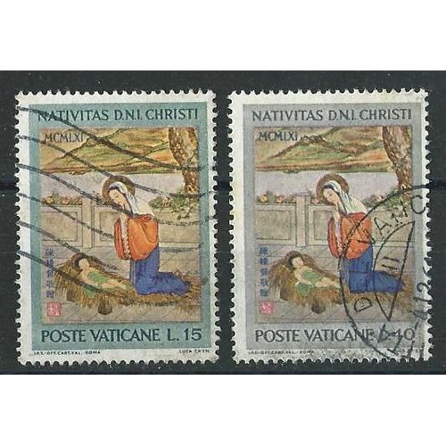 Vatican Lot De 2 Timbres La Naissance Du Christ Noël 1961 N° 341/342